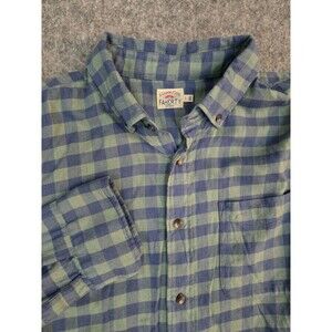 Faherty The All Time Shirt Mens Sz L Blue Checks Flannel Lightweight Button Down